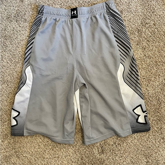 White and Grey Under Armor Basketball Shorts - Picture 2 of 2
